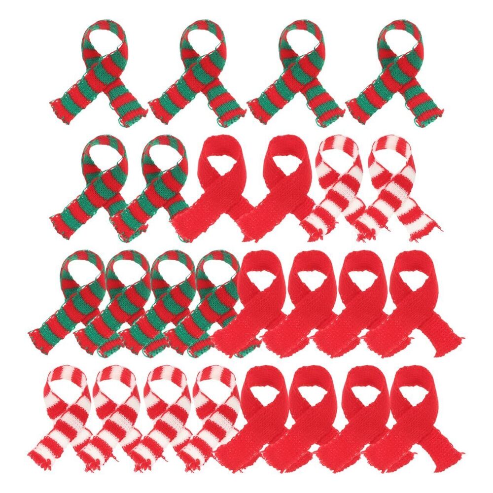 4165 30pcs Mini Scarf Red Green Christmas Decorations DIY Doll Clothes Toys